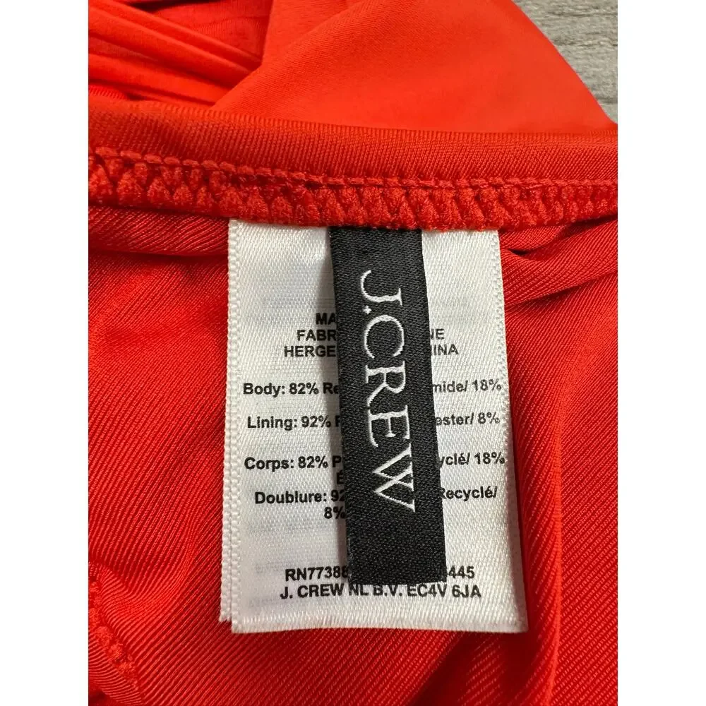 J. Crew Ruched Plunge One-Piece Swimsuit Long Torso Rey Size 16